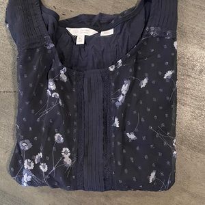 Mixed material flower blouse